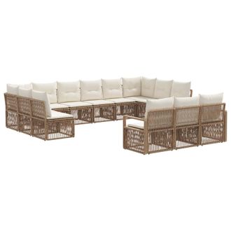 vidaXL Conjunto De Sof&aacute;s De Jard&iacute;n 13 Pcs Beige Rat&aacute;n Sint&eacute;tico Vidaxl