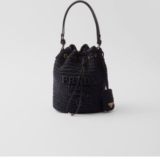 Prada Mini crochet and leather bucket bag