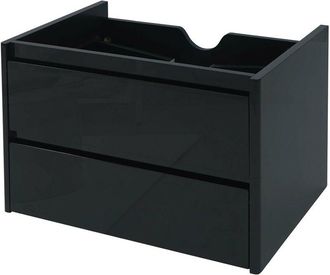 Hhg Nunca usado] Mueble bajo lavabo HHG 615, mueble bajo lavabo baño, alto brillo Soft-Close 50x60cm, negro
