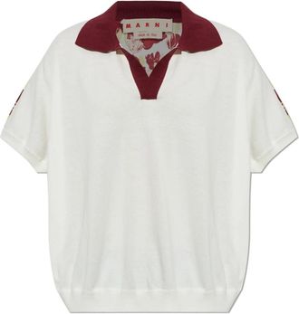Marni Polo trui met bloemenprint - Dames - Polos - Beige - S - Katoen - Tops