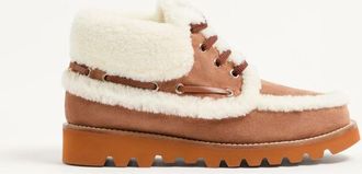 Valentino Garavani Palm Avenue Ankle Boot in Split-Grain Leather and Wool 25mm Wo