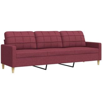 vidaXL Sof&aacute; De 3 Plazas De Tela Rojo Tinto 210 Cm Vidaxl
