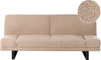 Beliani Sofa Bed 2 Seater YORK Boucle Sand Beige