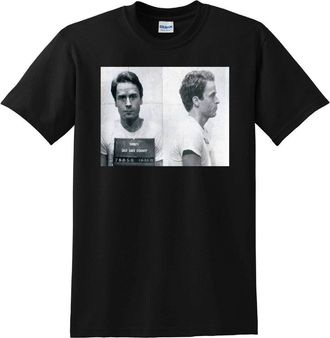 A&N Ted Bundy Mens T Shirt Serial Killer Mug Shot Photo Tee Small Medium Black