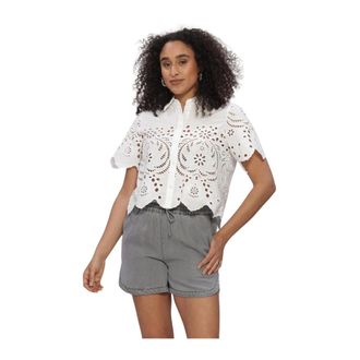 Object Object - Dames Tops T-shirts Objelena S/s Crop Top E Vip 26 - Dames - Blouses & Shirts - Wit - Maat: XS