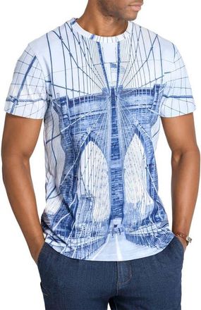 Brooklyn Brigade Slim Fit Brooklyn Bridge Crew T-Shirt in Blue at Nordstrom, Size Xx-Large