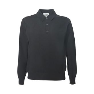 Alpha Studio Merinowollen Poloshirt met Lange Mouwen - Heren - Tops - Zwart - Maat: 3XL Wol