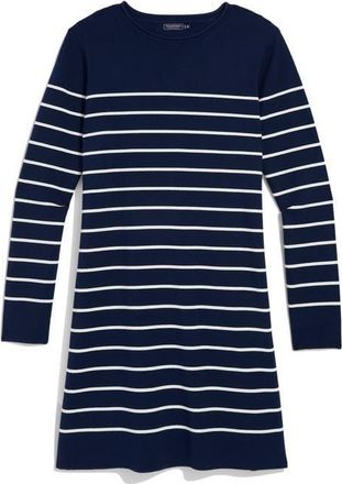 Vineyard Vines Stripe Long Sleeve Sweater Dress in Nautical Navy at Nordstrom, Size X-Large