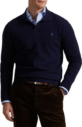 Polo Ralph Lauren Regular Fit Wool Johnny Collar Sweater in Hunter Navy at Nordstrom, Size Xx-Large