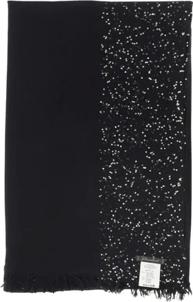 Faliero Sarti Accessoires, Dames, Zwart, ONE Size, Wol, Sjaal van een scheerwolmix met pailletten en franjes. Zwart. Gemaakt in Itali&euml;. Samenstelling: 63% scheerwol