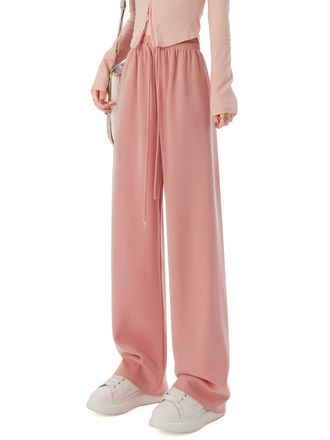 SHEKINI Womens Joggers Pants Straight Leg Sweatpants Sport Running Casual Lounge Trousers Elastic Drawstring Waist Tracksuit Bottoms Pink