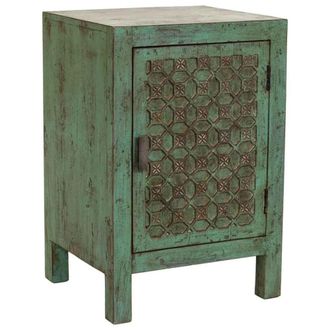 Wanderlust Deco Mesita de noche de madera artesanal 45 x 35 x 60h cm
