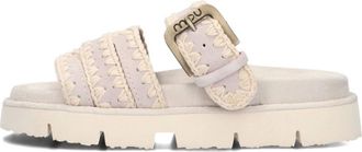 Mou Schoenen, Dames, Grijs, 40 EU, Leer, Beige Bio Sandaal met Gespsluiting