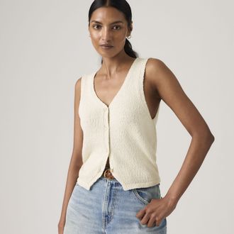 Levi's Helen Mini Boucle Vest - Womens - 2XS - White