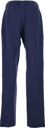 Emporio Armani Linen Straight-Leg Trousers - Blue