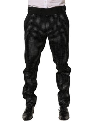 Dolce & Gabbana Polka-Dot Jacquard Trousers - Black