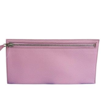 Herm&egrave;s Pink Chevre Leather Pouch (Pre-Owned)