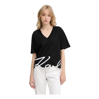 Karl Lagerfeld Tops, Dames, Grijs, S, Katoen, T-shirt