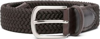 ERALDO leather-trim interwoven belt - men - Fabric/Calf Leather - 100 - Brown