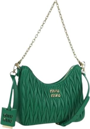 Miu Miu Pre-owned Schoudertas - Dames - Vintage Schoudertas - Groen - ONE Size - Leer - Vintage