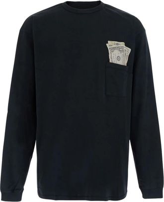 ERL Money Longsleeve Tee Knit - Heren - Longsleeves - Zwart - L - Katoen - Tops