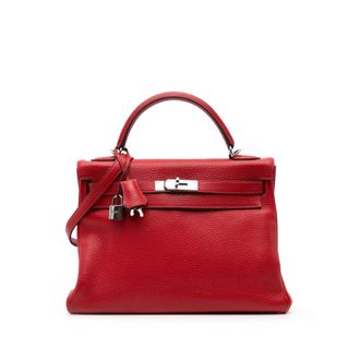 Herm&egrave;s Pre-owned Womens Kelly 28 Leather Handbag - Red - One Size
