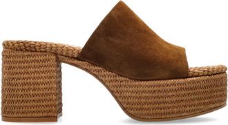 Gianvito Rossi Platform Sleehakken - Dames - Muiltjes - Bruin - 37 1/2 EU - Leer - Schoenen