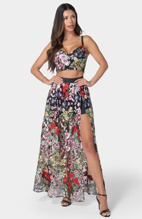 Bebe Womens Floral Embroidered Two Piece Set