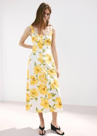 Mango Vestito floreale con vita arricciata giallo - Donna - XS - MANGO