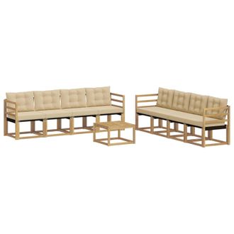 vidaXL Conjunto De Sof&aacute;s De Exterior Con Coj&iacute;n 9 Pcs Y Beige Vidaxl