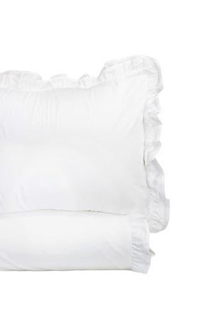 Melange Home Percale Cotton Double Ruffle Duvet Set - Twin in White/White at Nordstrom Rack