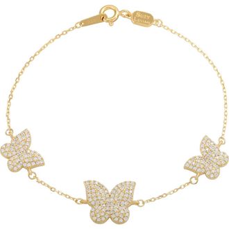 Suzy Levian Cubic Zirconia Butterfly Bracelet in Gold at Nordstrom Rack