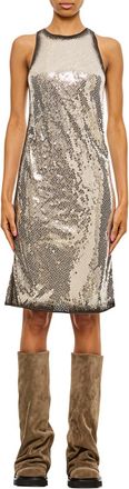 The Attico Silver Embellished Round Dress