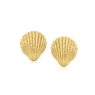 Ross-Simons Italian 18kt Gold Over Sterling Seashell Earrings