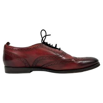 Burberry Pre-owned Mens Lace Up Brogues in Burgundy Leather - Size EU 37
