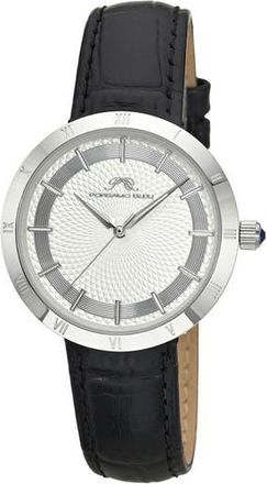 Porsamo Bleu Monroe Leather Strap Watch in Black Silver Tone at Nordstrom Rack