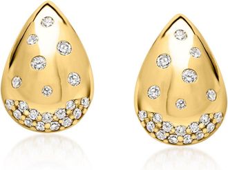Ross-Simons Scattered-Diamond Teardrop Earrings in 18kt Gold Over Sterling