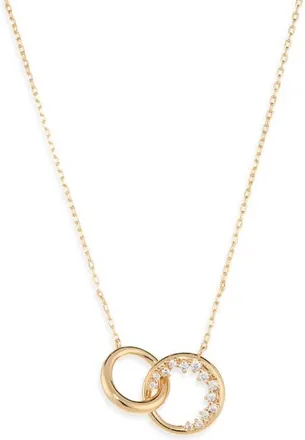 Astrid & Miyu Orbit Cubic Zirconia Pendant Necklace in Gold at Nordstrom