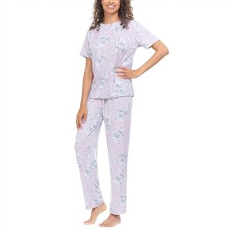 Flora Nikrooz Printed Notch Collar Pajama Set In Blue