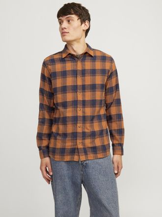 Jack & Jones Langarmhemd JACK & JONES JJJOSHUA FALL BUFFALO SHIRT LS, Herren, Gr. M, N-Gr, braun (mocha bisque), Web, Obermaterial: 60% Baumwolle, 40% Polyester, k