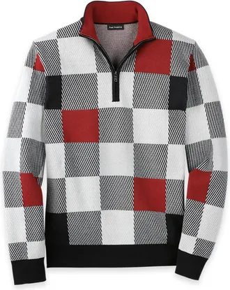 Paul Fredrick Cotton Quarter Zip Mock Neck Sweater