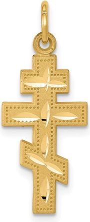 Diamond2Deal 10k Yellow Gold Solid Flat-Backed Eastern Orthodox Cross Pendant