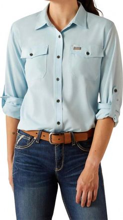 Ariat Womens Rebar Venttek Durastretch Long Sleeve Shirt In Milky Blue