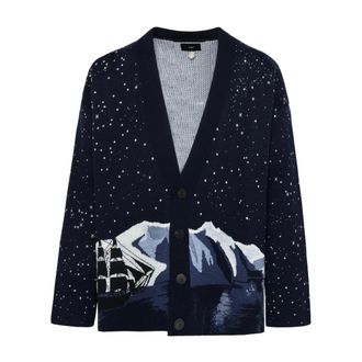 Alanui Cardigans, male, Blue, Size: L Antarctic Nightscape Blue Cardigan