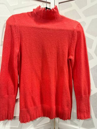 Nic+Zoe Womens Super Soft Rough Edges Sweater In Bright Coral
