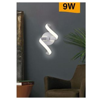 Trade Shop Trade Shop Traesio - Trade Shop - Applique Led Da Muro 9 Watt Curva Spirale Luce Naturale Fredda Calda E58 Bianca