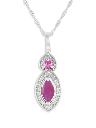 Luxury Bazaar 14K white gold diamond and ruby necklace - Silver