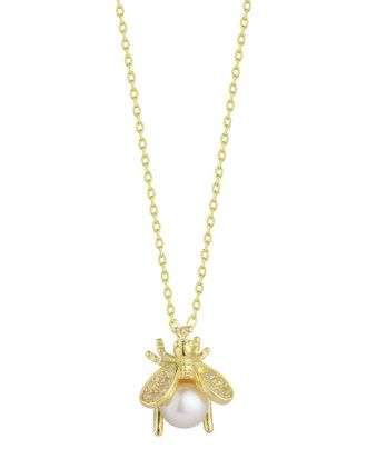 Sphera Milano 14K Plated Cz Pearl Bee Necklace