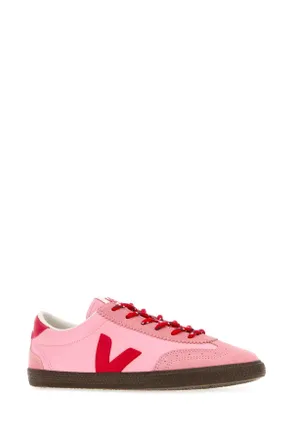 Veja Womens Dark Pink Leather Volley O.t. Sneakers Guimauvepekineagle