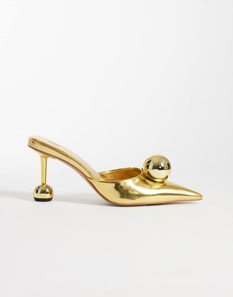 JW PEI Sofia - Sabot dorati con tacco sferico-Oro
